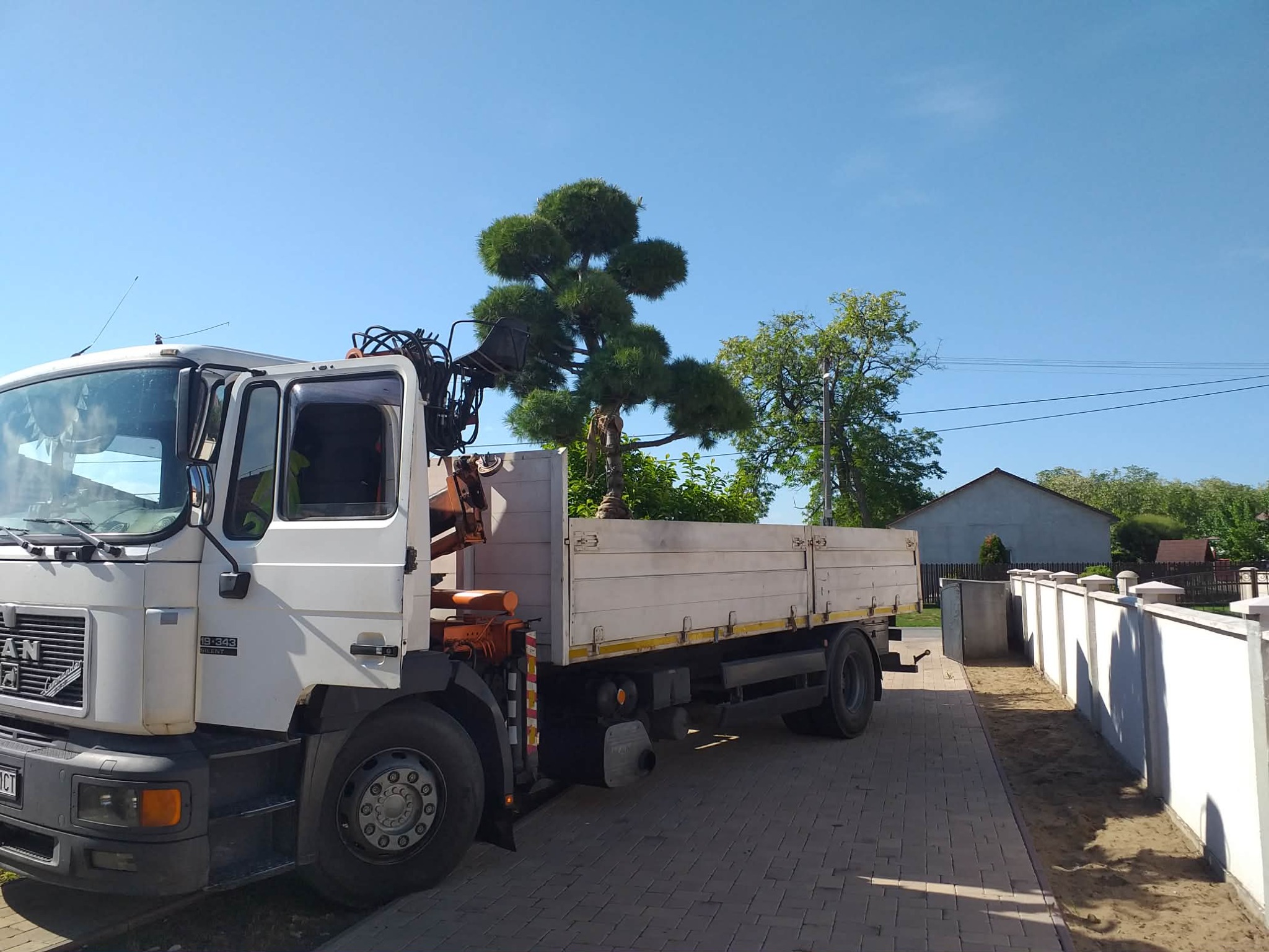 Preprava stromu nákladným vozidlom s hydraulickou rukou